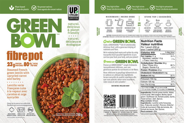Fibrepot: Steamed French green lentils with upcycled carrot and barley, 100% natural - Image 2