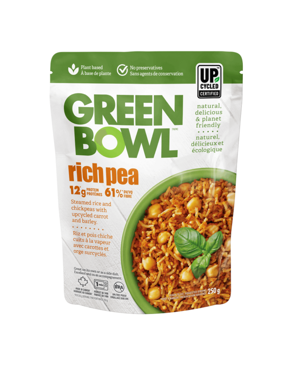 Richpea: Steamed rice & chickpeas with upcycled carrot and barley, 100% natural